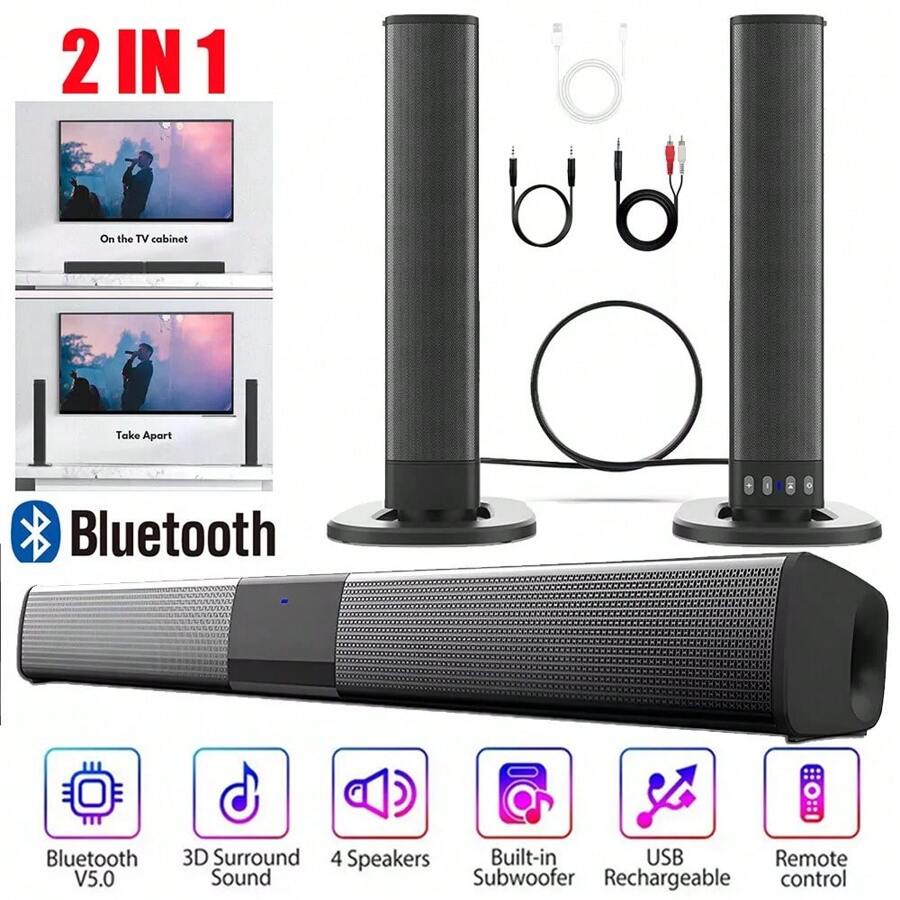 Bluetooth 5.0 Home TV Sound Ba - Home Cinema With Wireless Rear Speakers recension och pris