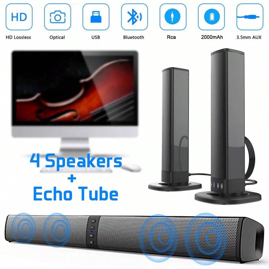 Bluetooth 5.0 Home TV Sound Ba - Home Cinema With Wireless Rear Speakers recension och pris